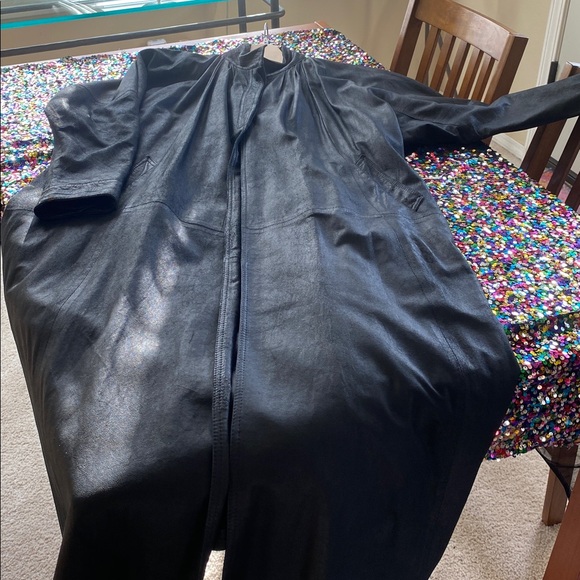 Remy Vintage Black Lambskin Leather Swing Maxi Coat Size S - L - Picture 11 of 16